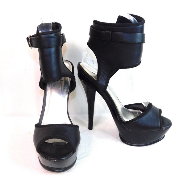 Bakers Shoes Bakers Black Darline High Heel Ankle Wrap Sandals Size